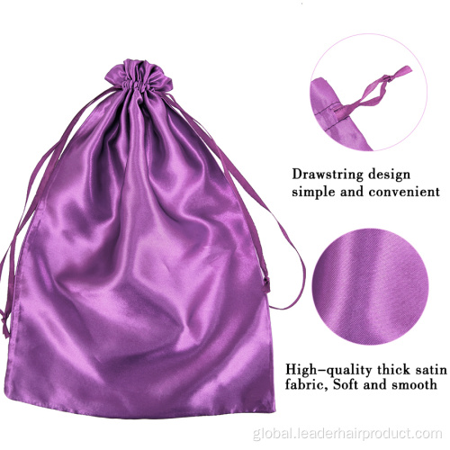 Satin Bags For Hair Extension Customize Logo Silk Drawstring Pouch Satin Wig Bags Supplier